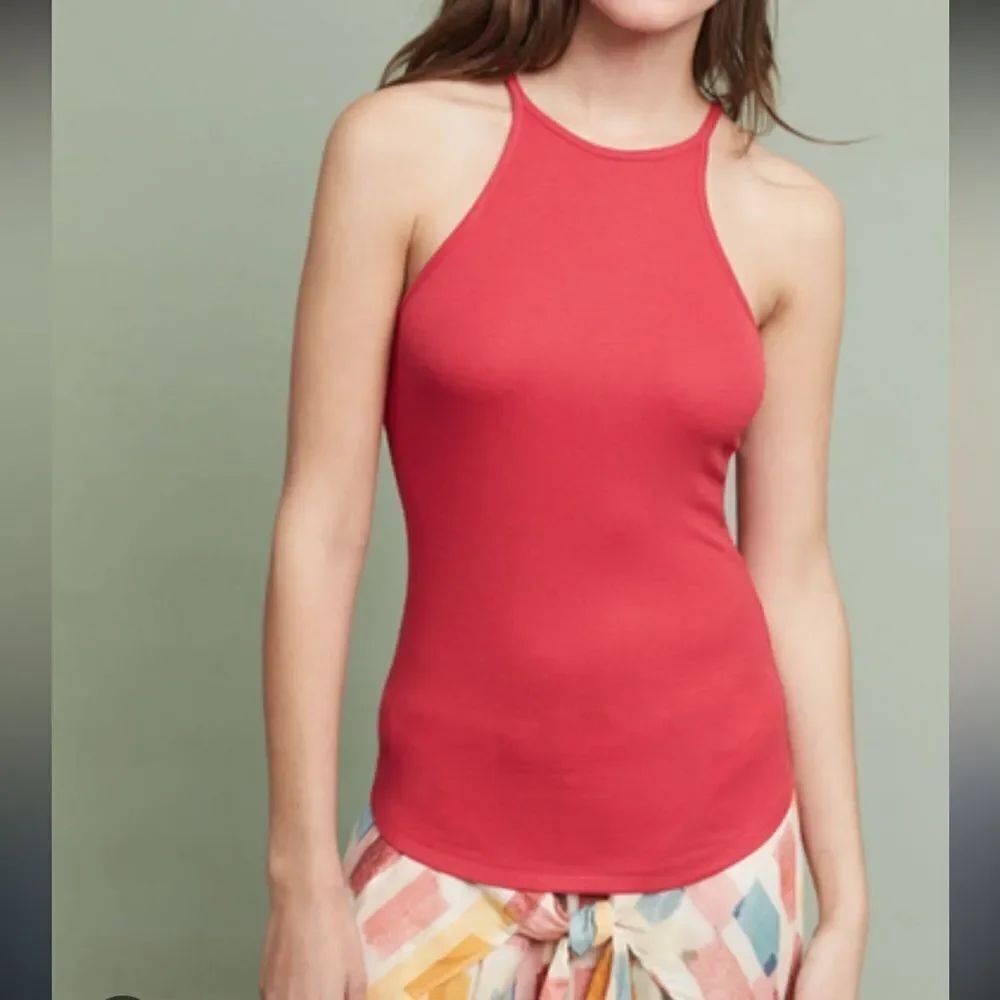 Anthropologie Lilka Red Ribbed Soft Tanktop XS
